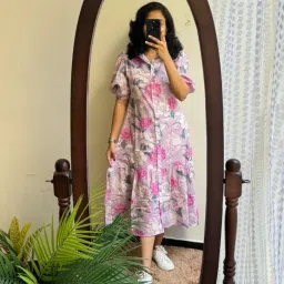 Printed Cotton Blend Stitched Flared/A-line Gown-image-87