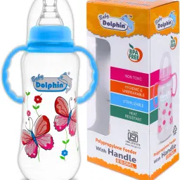 Anti-Colic Slim Neck Baby Feeding Bottle with Handle | BPA Free | 3m+, Butterfly - 250 ml-image-9