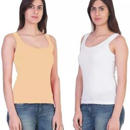 Women Beige Tank Top/Vest-image-14
