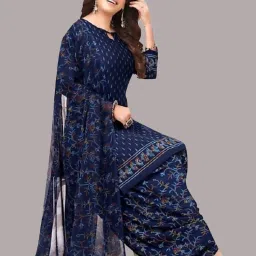 Unstitched Crepe Salwar Suit Material Floral Print-image-4