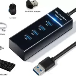 RAREGEAR High Speed 4 Port 3.0 USB Hub (Black) 3.0 4 Port USB Hub 3.0 Adapter Cable with 5Gbps Speed, Laptop, PC Computers USB Hub image 5