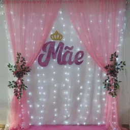 11pcs White & Pink Backdrop Net Curtain for Decoration with Leaf String led-image-67