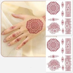 S.A.V.I 2 Sheets - Temporary Mehndi Tattoo Stickers for Hands (16x12 cm) | Red-image-99