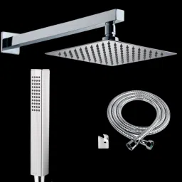 Shower 12 Inch with 21 Inch Square Arm With TF Hand shower 1.5 meter Hose Pipe Fixed Mount-picture-18