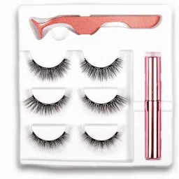 3 Pairs Magnetic False Eyelash with 1 Waterproof Magnetic Eyeliner Kit, India's First 8D Faux Mink Eye lashes, Natural & Long Lasting Reusable Lashes, Free Applicator, No Glue needed (LL103B).-11