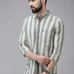 Men Slim Fit Striped Button Down Collar Casual Shirt-image-59