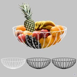 4 Pcs Metal Fruits & Vegetables Basket Bowl | Sunflower - Black & White Iron Fruit & Vegetable Basket-image-61