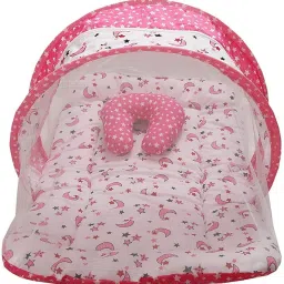 fareto Baby Sleeping Nest & Mattress with Net Combo(0-6 Months)(Star & Moon) standard crib image 2