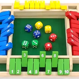 Shut The Box Wooden Board Game for Kids & Adults – 4-Sided Dice Game with 8 Dice Educational Board Games-16