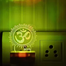 Om 3D LED Multi Colour Changing Night Lamp Home Decor Small Portable Corporate Gifts Night Light Divine Illusion Omkara Wall Light Hindu Symbol Night Lamp-1