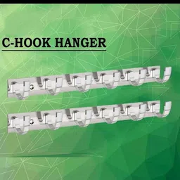 cosware C-Hanger Stainless Steel 6 Pin Cloth Hanger Wall Mounted (Set of 2) Door Hanger-picture-9