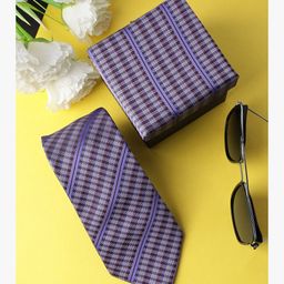 Alvaro Castagnino Men Purple Striped Skinny Tie-image-31