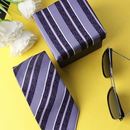 Alvaro Castagnino Men Purple Striped Skinny Tie-image-51