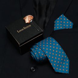 LOUIS STITCH Men Blue & Orange Printed Skinny Tie-image-44