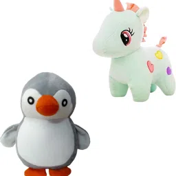 Adorable soft toy set of 2 unicorn & penguin, toys for kids & special occasions- 25 cm-4