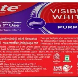 colgate Visible White Purple Toothpaste, Color-Corrects Yellow Tones on 1st Use^ Toothpaste image 4