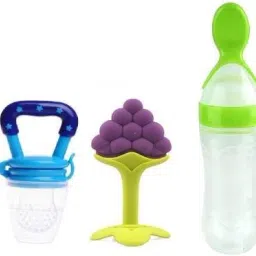 Baby fruit nibbler with fruit teether & spoon feeding bottle for feeding (Set 3) - Silicone-3