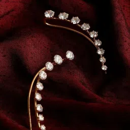Gold-Toned White Classic Ear Cuff Brass Cuff Earring-image-24
