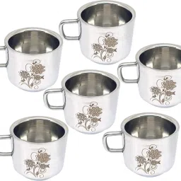Pack of 6 Steel Double walled Tea Cup Set of 6 (stainless steel , Laser Finished , 120 ml)-image-18