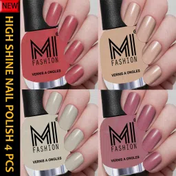 Professional Nude Series Super Shine 4 Nail Paint Combo 12ml each Summer Tan,Skin Nude,Light Nude,Spring Nude-18