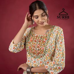 Women Embroidered Cotton Blend Straight Kurta-image-13