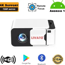 Livato T5 Android 13 4K Support Native 720P Remote Focus Wifi/Bluetooth/Auto Keystone (5000 lm / 1 Speaker / Wireless / Remote Controller) Portable Projector-27
