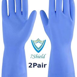 2 Pair blue Rubber Safety Hand Gloves For Chemical, Electrical , Gardning Rubber Safety Gloves-image-15