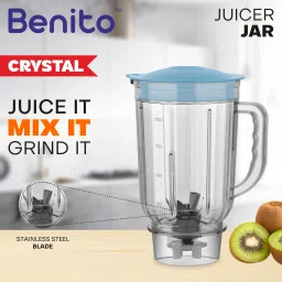 benito Crystal Juicer Jar 1L – Unbreakable Transparent Polycarbonate with Blade Mixer Juicer Jar image 2