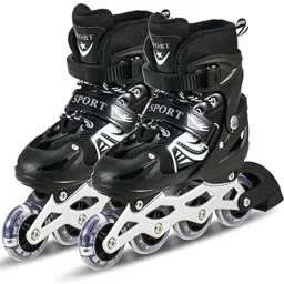 Adjustable Inline Skating Shoes for Boys and Girls with PU LED Lights in Wheel Shoe Skates - Size 7 UK-picture-16