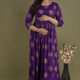 Printed Pure Cotton Stitched Flared/A-line Gown-image-23