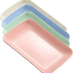 9.3" Rectangular Plates,Unbreakable Reusable Wheat Straw Appetizer Dinner Plate Dinner Plate-2