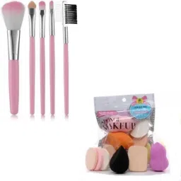 lately 5 pcs pink makeupbrush with puff packet-24