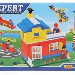 Expert building interlocking blocks game construction set for kids develops eye & hand co-ordination & fine motor skills- Multi color-27