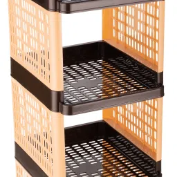 Rectangular 5 Layer Multipurpose Shelf Stand Basket Rack Trolley Plastic Kitchen Trolley-62