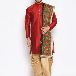Silk Blend Self Design Multicolor Men Dupatta-image-9