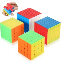 4 Pieces Stickerless Speed Cube Set Magic 4x4 5x5 6x6 7x7 Stickerless Speed Cube Puzzles Toys Collection-5