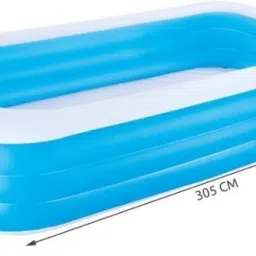 intelligent Inflatable (IND*37) Swimming Pool 3 Layers Rings Rectangular Big With Free Pump Inflatable Swimming Pool image 4