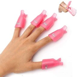 10PC Plastic Acrylic Nail Art Soak Off Cap Clip UV Gel Polish Remover Wrap Tool (Pink)-image-31