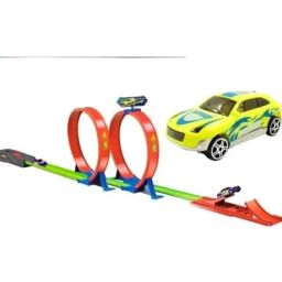 Track with Car Toy Set for Kids & Launcher Make 360 Degree Spin Way(Double Loop)-image-25