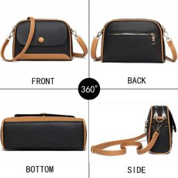 Black Women Shoulder Bag Trendy Women Purse Girls Stylish Synthetic Leather bag BLACKBROWN-DANA-image-1