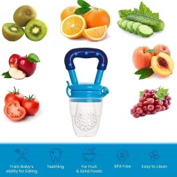 chhote janab Silicone Food and Fruit Nibbler BPA Free Feeder with Cover for 3-12 with Extra Toy Teether Safe for Kids, Pack of 1 Teether image 5