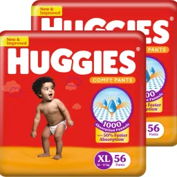 Comfy Baby Diaper Pants, Upto 50% Faster Absorption (56 X 2) - XL-image-47