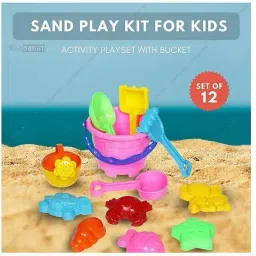 Kids Beach Toy Set with Bucket, Shovels & Molds – 12Pcs Sand Play-image-24