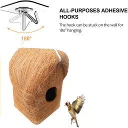liveonce NATURAL BIRD HOUSE WITH HANGING HOOKS U CAN PLACE ANYWHERE PACK OF 1 Bird House image 5