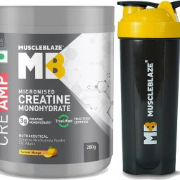 Micronised Creatine Monohydrate CreAMP Powder with Shaker, Trustified Certified Creatine-9