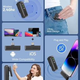 grenaro Noise Cancellation Wireless Mic with Digital Display Charging Case Microphone image 3