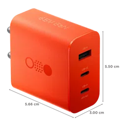 Nothing C332 65W Type A and Type C 3-Port Fast Charger (Adapter Only, GaN Technology, Orange) image 2