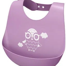 Baby Silicon Bib with Pocket Waterproof Adjustable Feeding Bibs Ideal for weaning Babies (Purple, 1 Pc)-picture-13