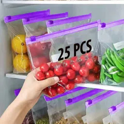 25 Zip lock Pouch Vegetable Bag,Zip Lock Bag for Fridge,Reusable Zip Lock Bags High Volume Storage Vacuum Bags-image-60