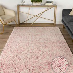 Pink & off White Abstract Wool 4 x 6 Feet Hand Tufted Carpet by Kaleen India-picture-31